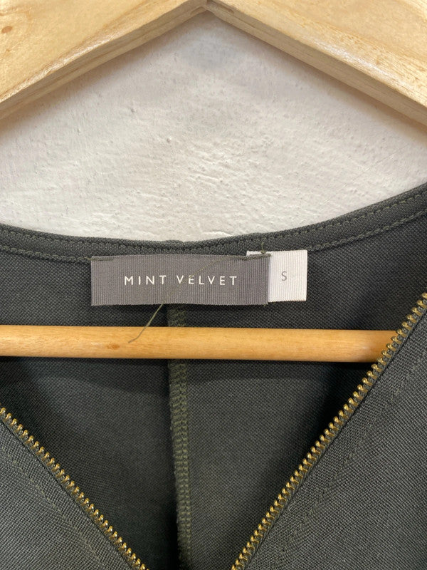 Mint Velvet Chic Zip Detail Slate Grey Midi Dress Size S CJ001