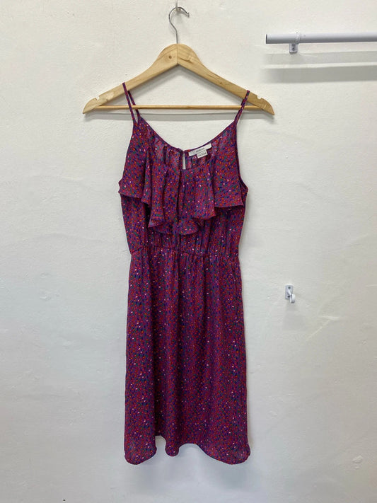 Fabulous Barkins purple ditsy slinky summer dress Uk8 JM005