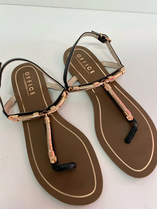 Fabulous Office London black & gold occasion party sandal Uk8 EUR 41 IM001