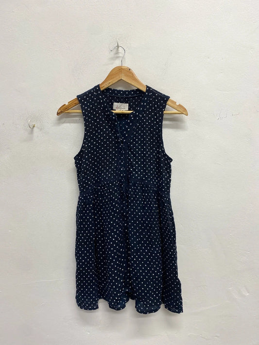 Lovely Anthropologie navy spotted tunic top UK xs YTH01