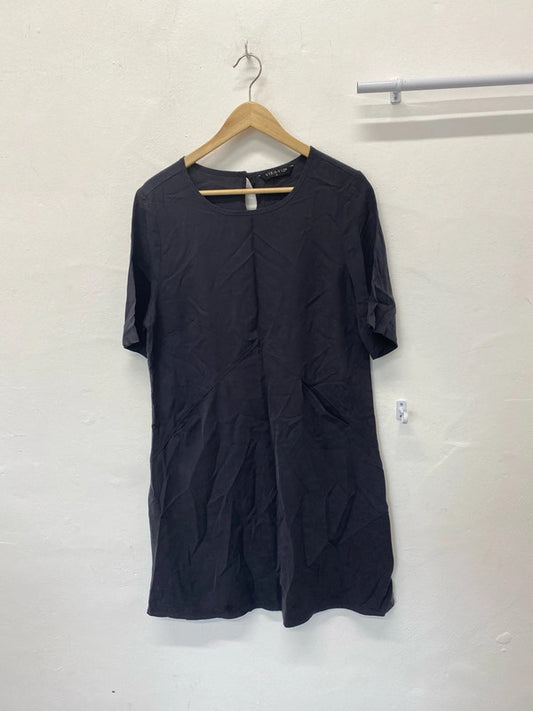 Stunning Viz a Viz slinky tunic top with pockets navy / charcoal grey UkS MM005