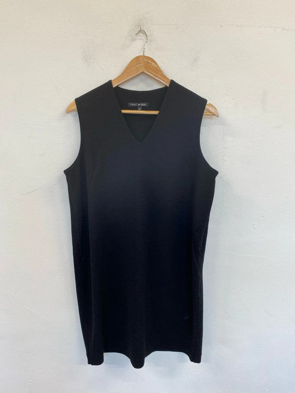 Next Stylish Black Sheath LBD Mini Dress UK 16 Petite GW001