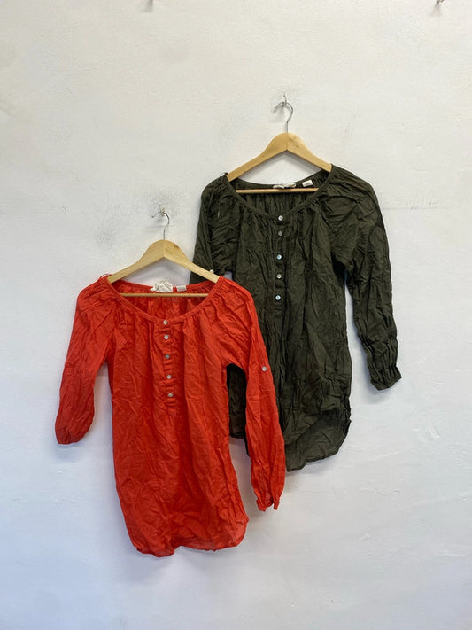 Lovely duo of shirts logg h&m khaki orange UK 6 #8 LK009