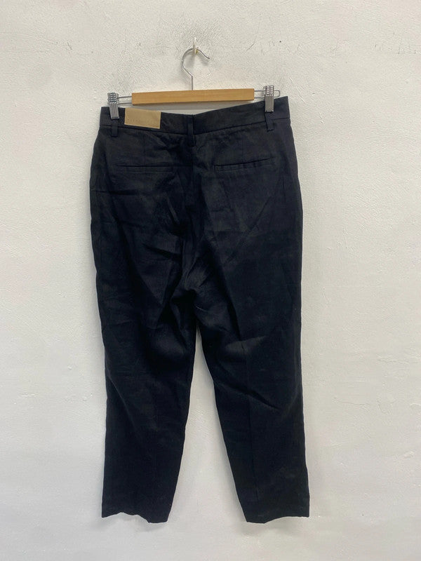 Stunning Nina Bianchi cotton linen navy trousers UK 10 SS002