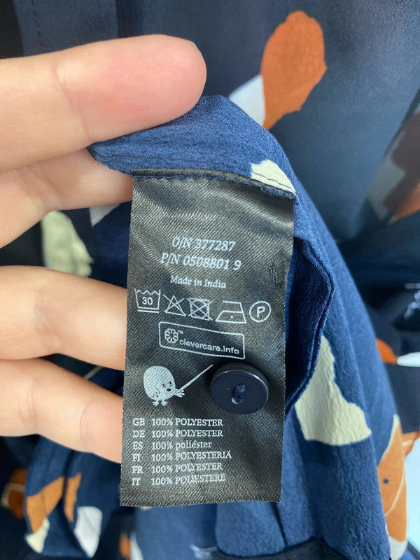 Monki Artsy Navy Faces Oversize Button Up Shirt Size S IM001