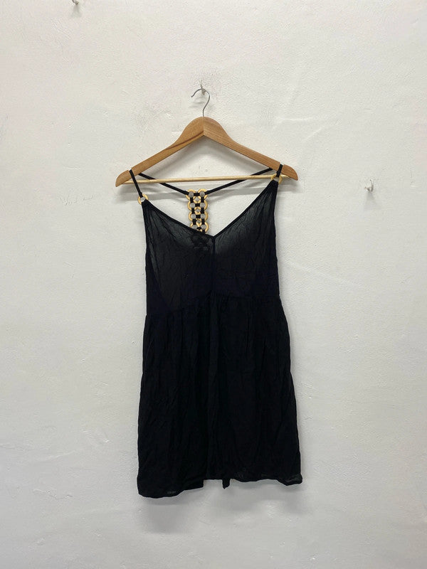 Fabulous River Island swim cover up boho dress black Uk8 KM004