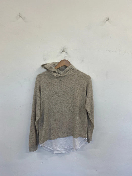 Zara Chic Beige Marl Hooded Jumper Top Girls Age 13-14 GK002