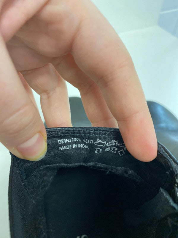 Pavers Chic Black Leather Ankle Boots UK 4 NC001