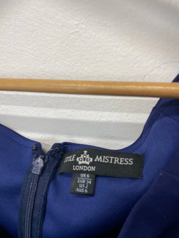 Little Mistress Navy blue dress UK6 party occasion dress HDR01