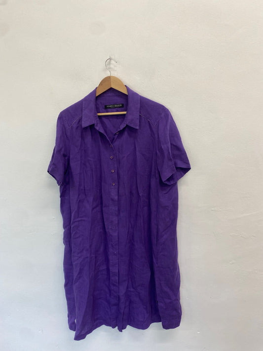 Fabulous MARINA RINALDI Dress UK 20 Purple button SO001
