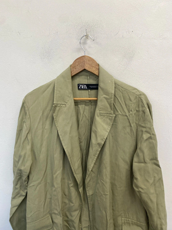 Gorgeous Zara mid length Shacket khaki UK M LB004