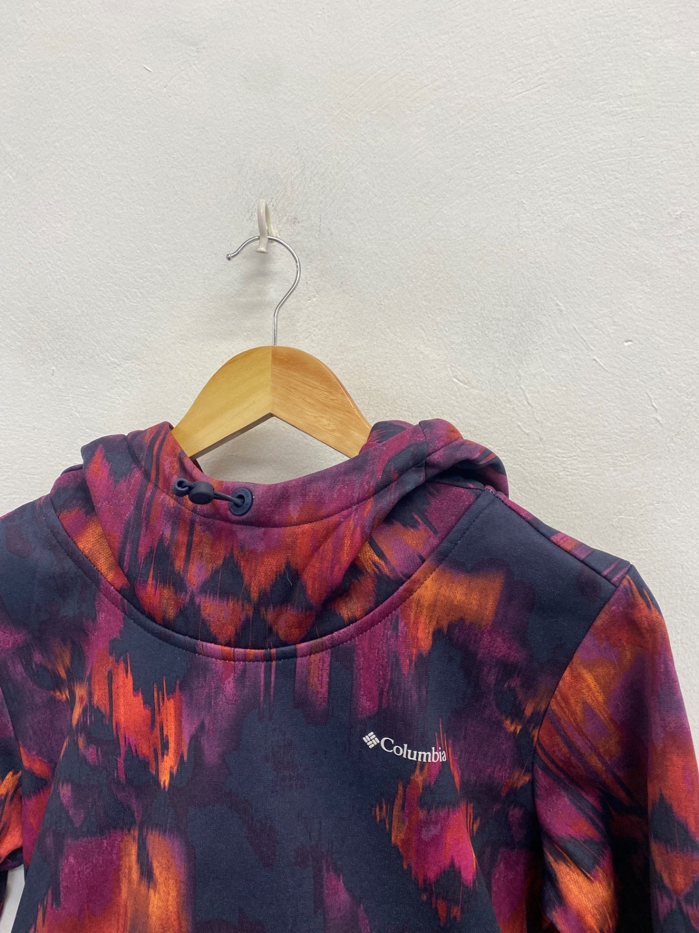 Stunning Columbia Ali peak Hoodie Uk 10 Navy purple abstract AS556