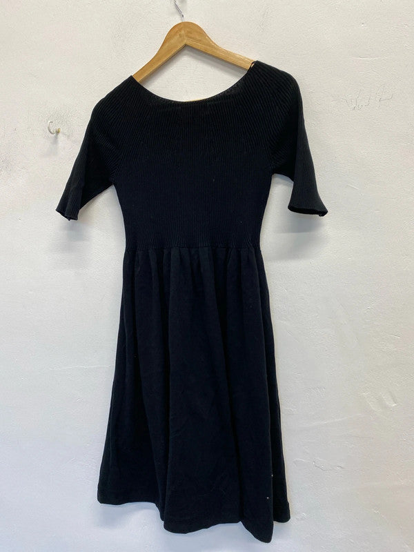 Fabulous Uniqlo stunning black fit & fare dress midi UkM JR001