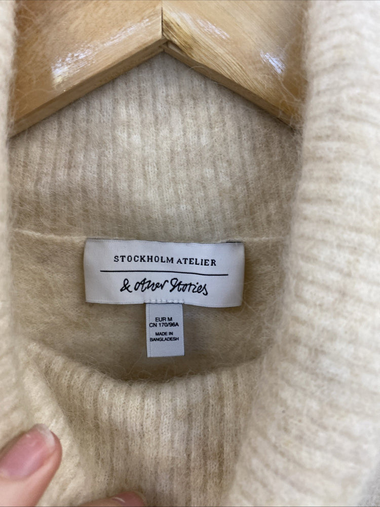 & Other Stories Cream Turtleneck Alpaca Blend Mini Dress Size M CJ001