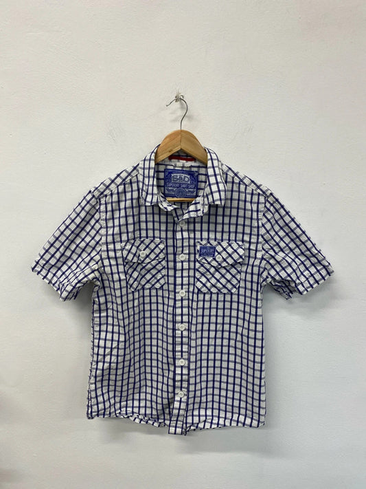 Superdry Blue & White Check Shirt Size L RA001