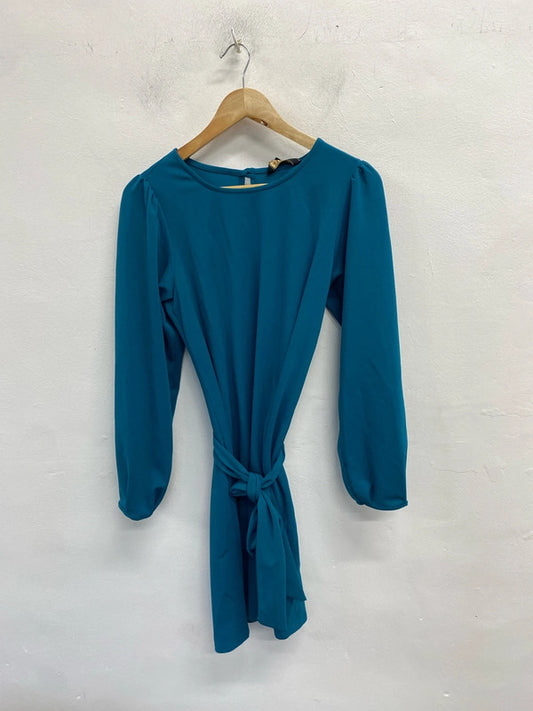 Lovely lipsy London new teal tie waist midi dress UK 10 AO001
