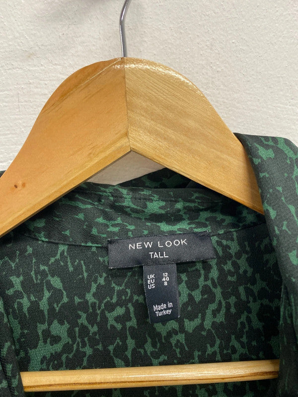 Lovely new look Forrest green leopard maxi tie waist shirt dress UK 12 tall GJ001