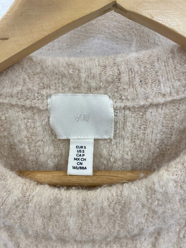 H&M Chic Cream Knit Midi Jumper Dress Size S LK009