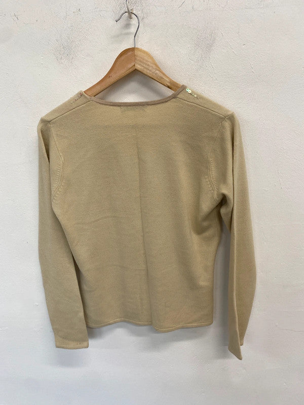 Lovely George beige sparkle hem cardigan with matching top  UK 10 MM005