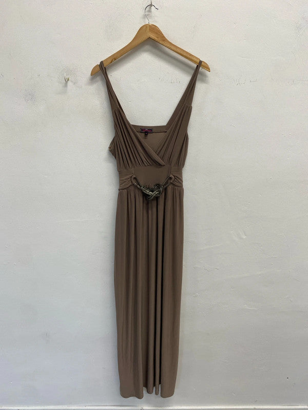 Stunning Miss lusshhee taupe detailed maxi dress UK 14 JB005