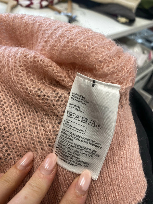 Lovely H&M pink knit v neck UK L KM003