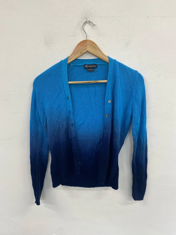 Monsoon Gorgeous Blue Tie Dye Ombré Cardigan UK 10 LW005