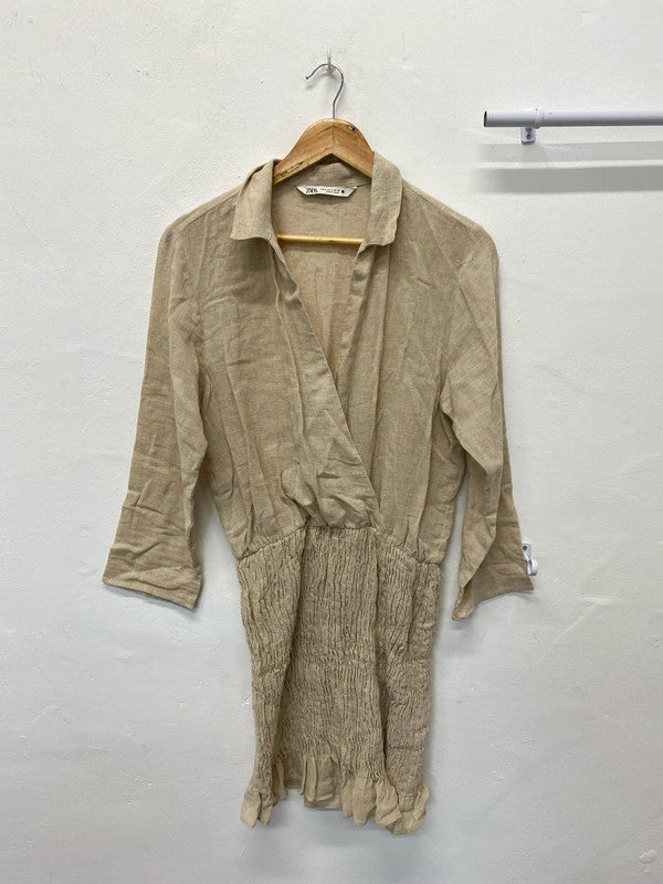 Fabulous hessian cotton linen boho dress UkM JB001