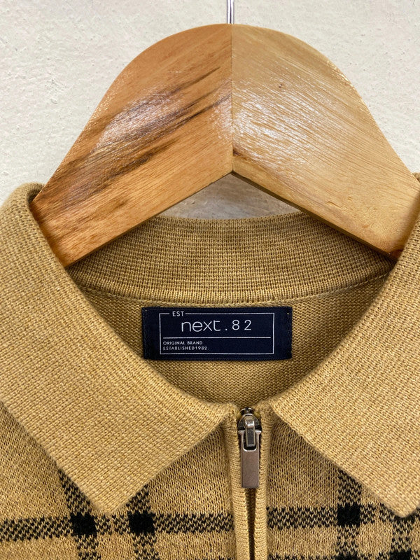 Next Boys Smart Brown Check Zip Detail Jumper 12 Years AT001