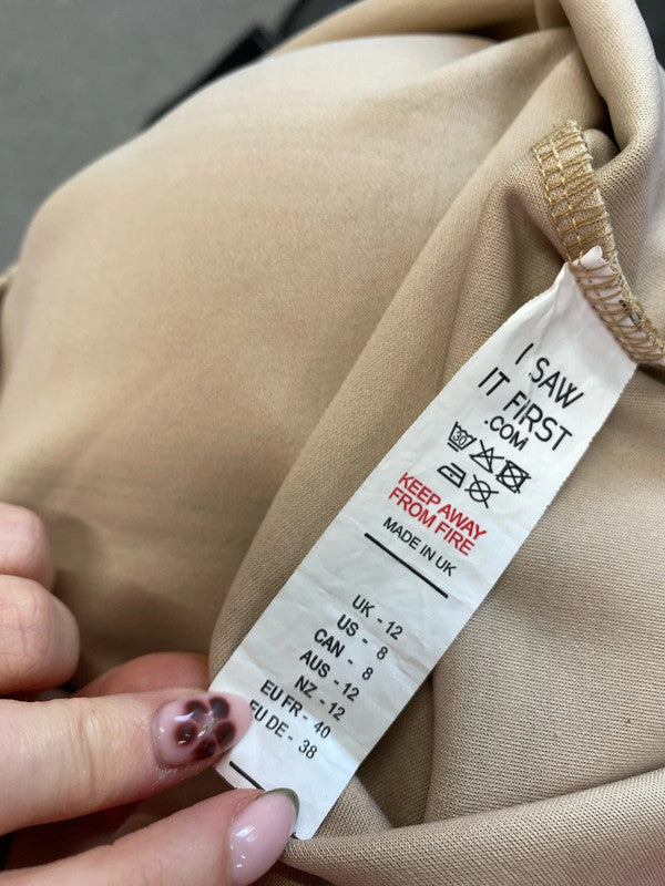 Stunning I saw it first checkered beige mini dress UK 12 PJ001