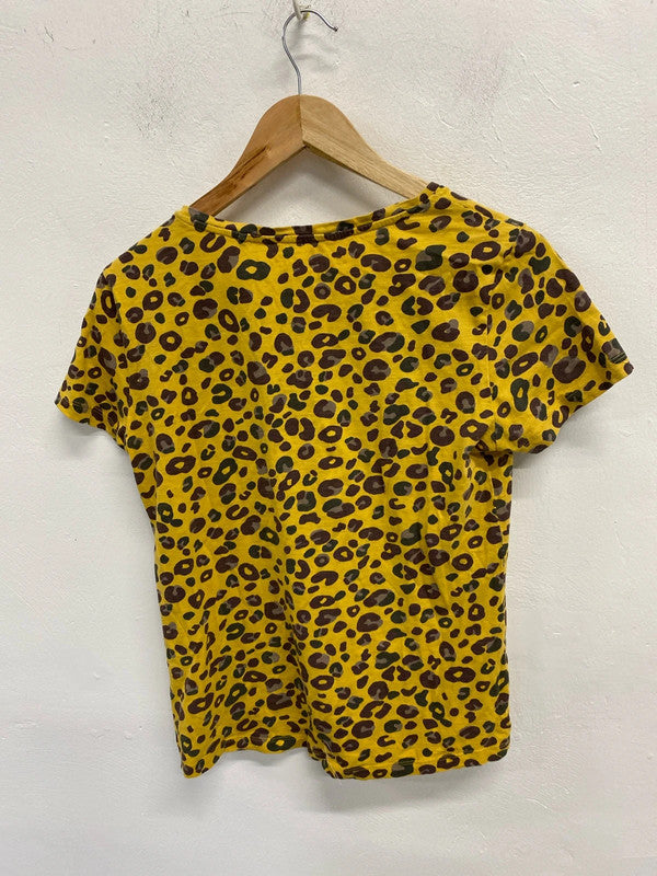 Fab Y2K yellow leopard T shirt Uk12 principles KD001