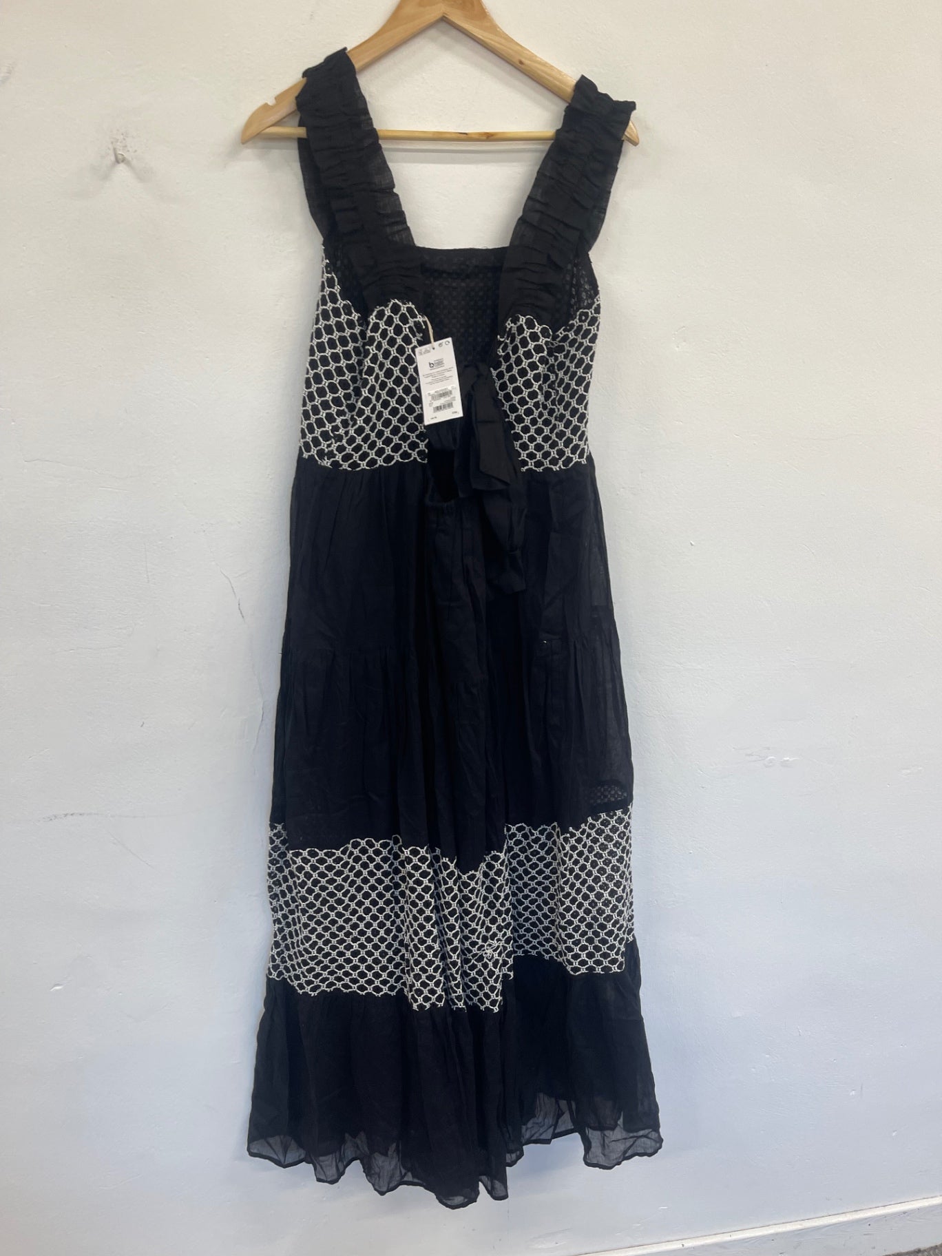 Fabulous Next boho tiered summer Dress UK18 Black & white RM531