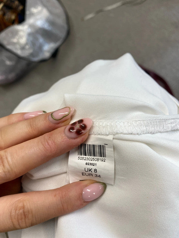 Lovely river island white blouse office vibes UK 8 JA001