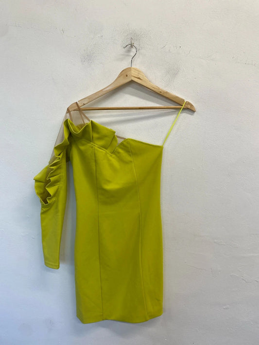 Stunning forever unique like ruffle sleeve one shoulder midi dress UK 8 JM008