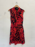 Stunning Phase Eight mandarin collar Midi Dress UK 14 Black red FM547