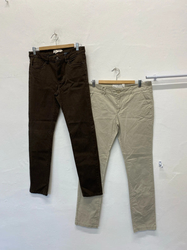 Fabulous Duo of slim fit chinos Uk14 brown cream classics #28 KM003
