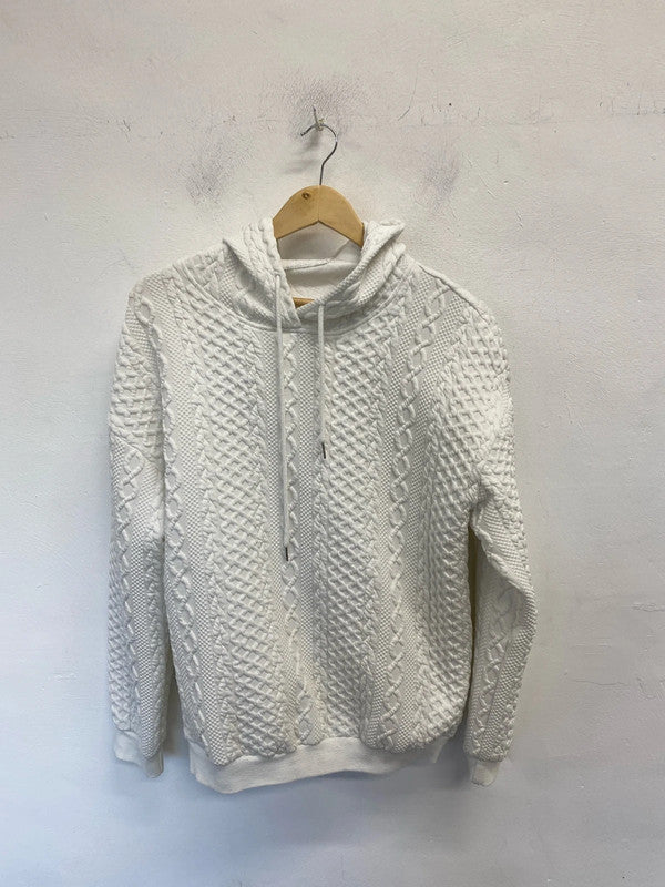 Fabulous shein white textured hoodie UK M SG090