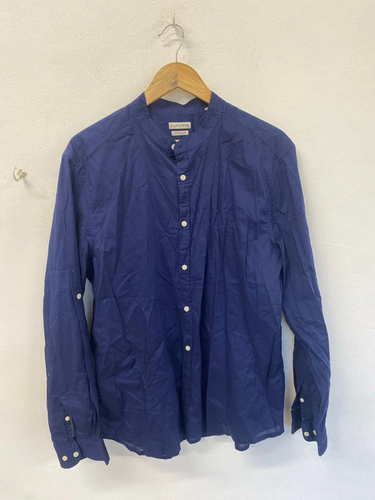 Classic lightweight J.Hart&Bros collarless shirt navy XXL FE001