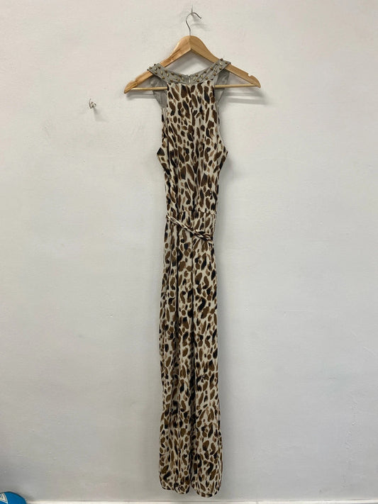 Ultra Pink Fabulous Giraffe Pattern Beaded Detailing Jumpsuit Size M JB005