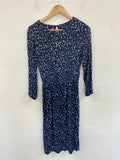 Next Elegant Blue Animal Print Midi Dress Uk 6 Petite SS004