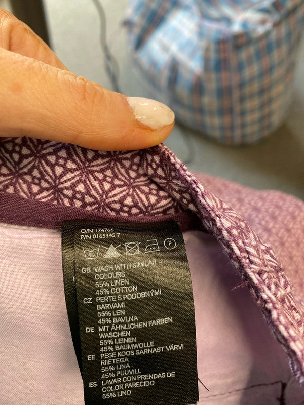 Fabulous Purple chinos abstract pattern Uk14 W36” KM003