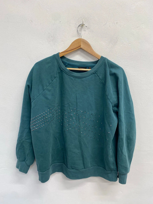 Next Forrest green studded jumper UK 14 KS003