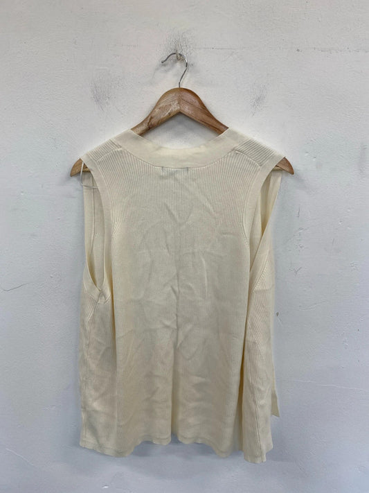 F&F Chic Cream Ribbed Sleeveless Cardigan Size 20-22 IM001