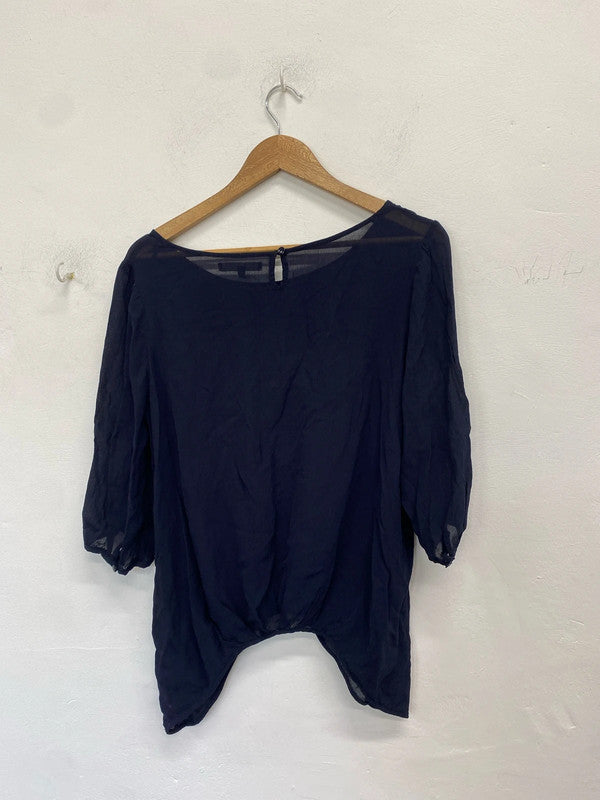 Lovely next navy semi sheer blouse UK 20 NC001