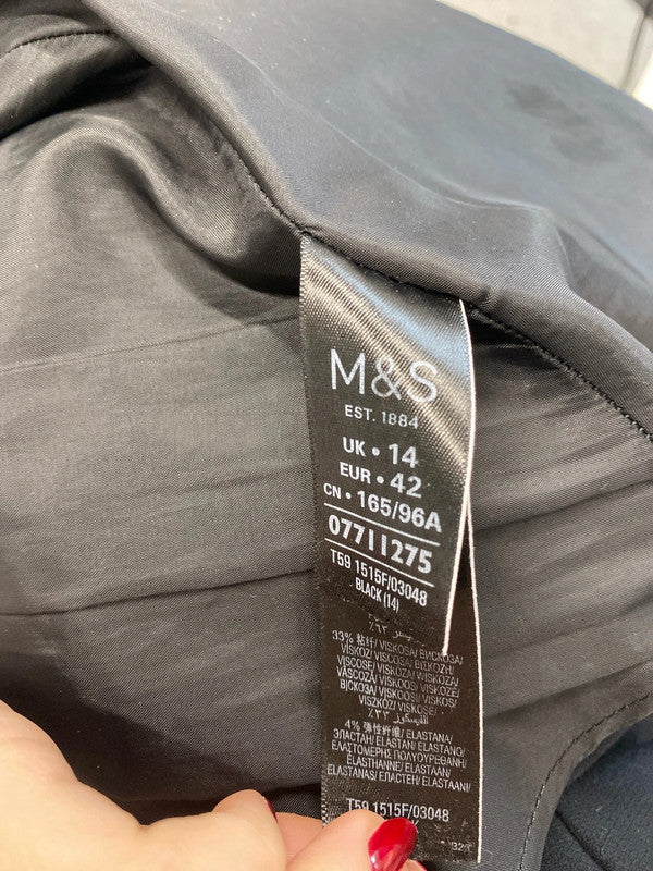 Lovely m&s black midi neck buckle dress UK 14 LB005