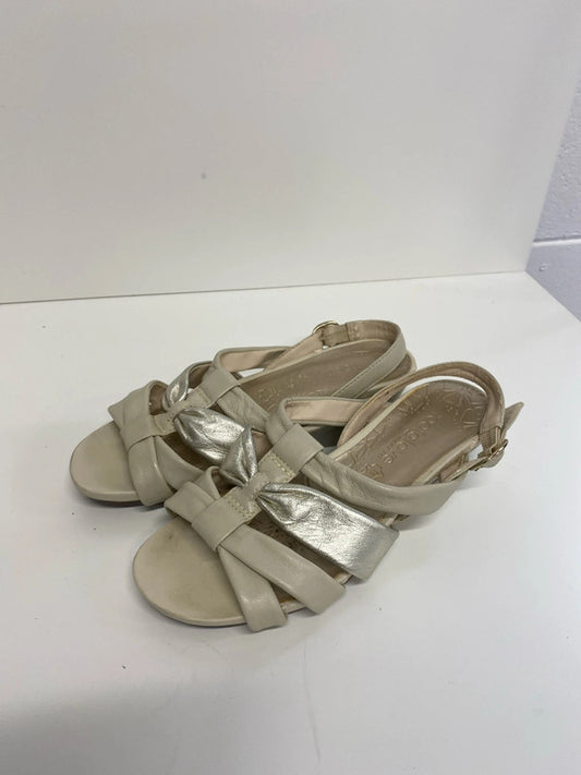 Fabulous Footglove Cream & Silver wedge sandals Uk4 Wide fit NC001