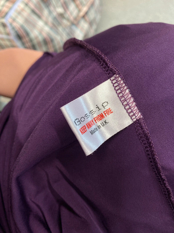 Stunning gossip purple maxi front jewel pattern Halterneck dress UK 14 JB005