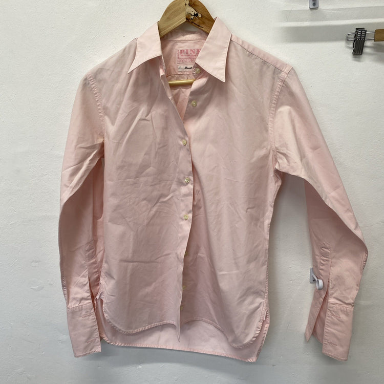 Women's Pink Thomas Pink smart shirt longer shaped back hem Uk8 Twill CN001
