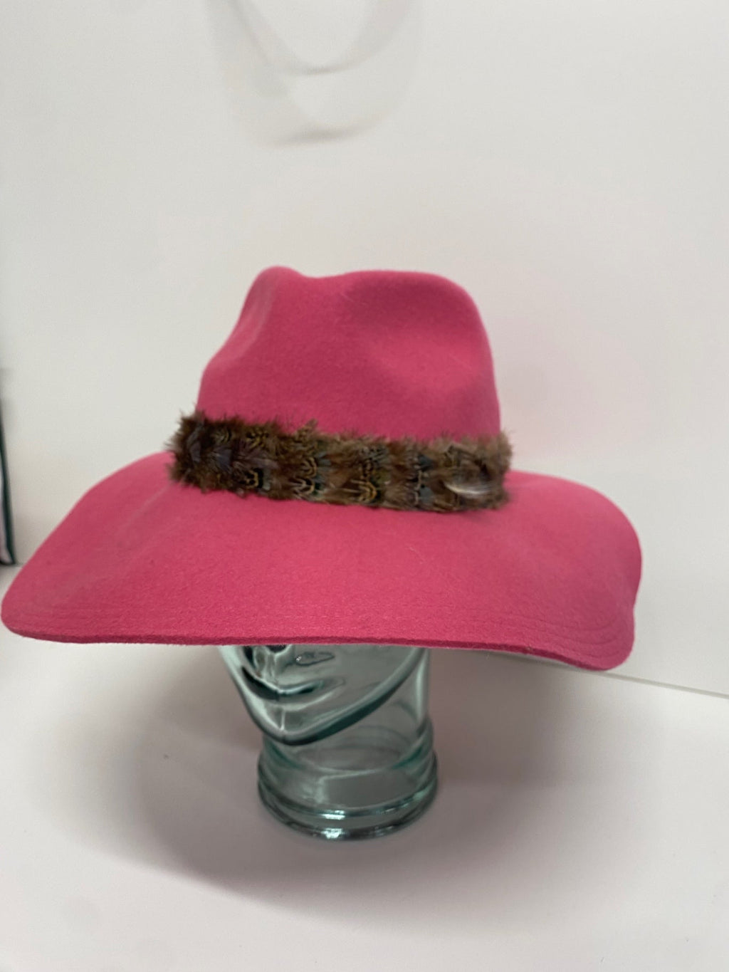 Fabulous Power Fedora hat One size Pink feathered KC528