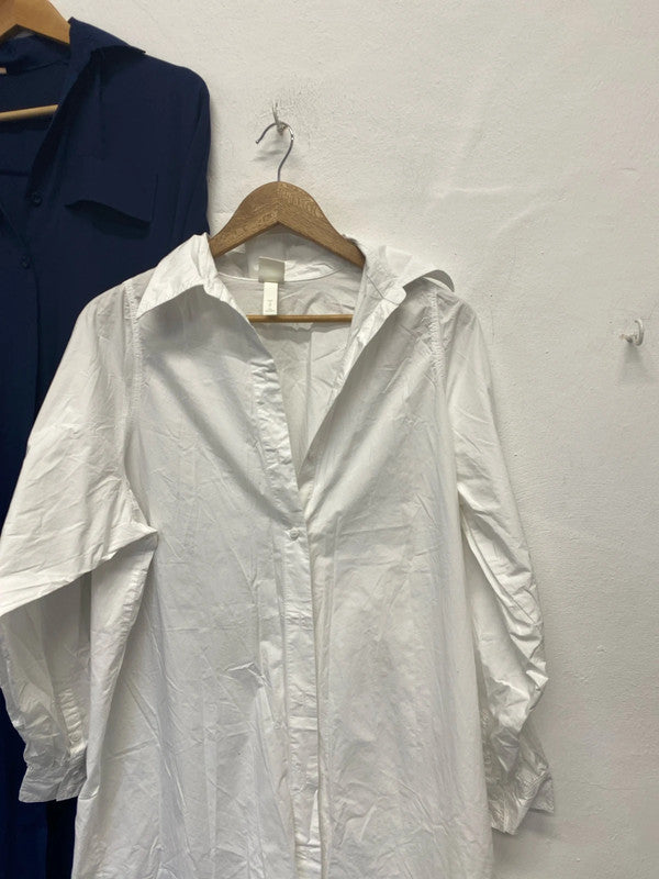Fabulous Duo of Longline shirt dresses  UkS H&M white #4 GJ001