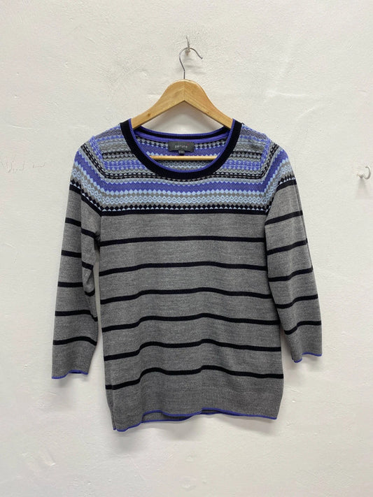 Fabulous Fairisle Striped M&S jumper Uk10 grey classic JA002